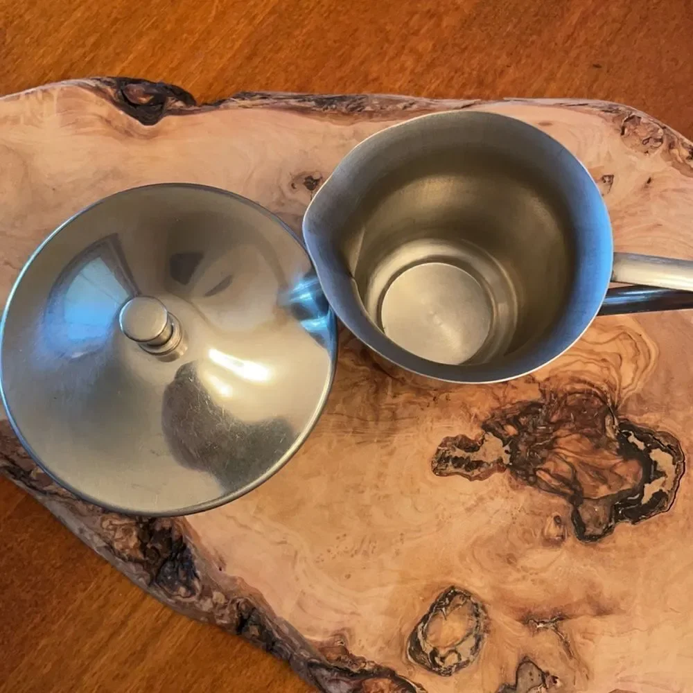 Mid Century Stainless Creamer & Sugar Set